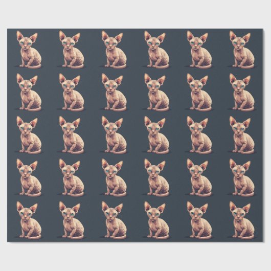 Haarloze kat sphynx Kerstmis Cadeaupapier (Vlak)