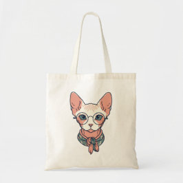 Haarloze Sphynx Kat draagt een bril Tote Bag