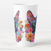 Haarloze Sphynx Kat Kunst Bloemig Latte Mok (Voorkant)