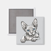 Haarloze Sphynx Kat Magneet (Voorkant / Achterkant)