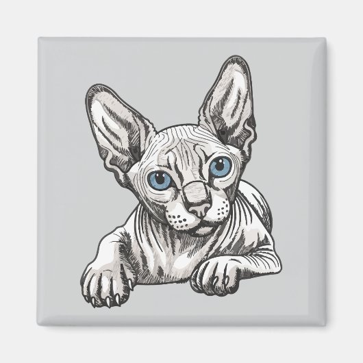 Haarloze Sphynx Kat Magneet (Voorkant)
