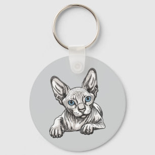Haarloze Sphynx Kat Sleutelhanger