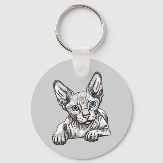 Haarloze Sphynx Kat Sleutelhanger (Voorkant)