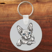 Haarloze Sphynx Kat Sleutelhanger (Voorkant)