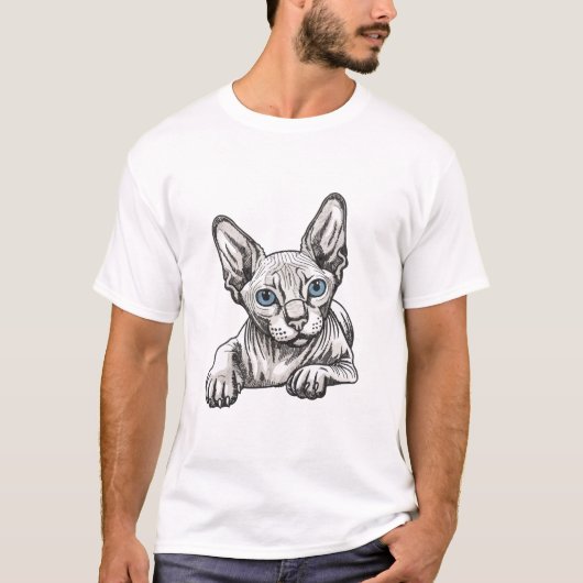 Haarloze Sphynx Kat T-shirt (Voorkant)