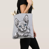 Haarloze Sphynx Kat Tote Bag (Dichtbij)