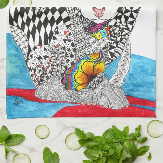 Haarloze Sphynx keukenhanddoek (Gevouwen)