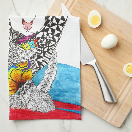 Haarloze Sphynx keukenhanddoek (Quarter Fold)