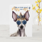 Haarloze Terrier Hondenkoning voor een Dag Grappig Kaart (Gele Bloem)