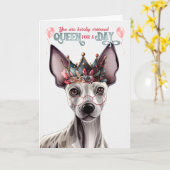 Haarloze Terriër Koningin voor een Dag Grappige Ve Kaart (Gele Bloem)