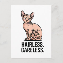 Haarloze Zorgeloze Sphynx Kat Houding Kunst Briefkaart