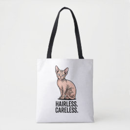 Haarloze Zorgeloze Sphynx Kat Houding Kunst Tote Bag