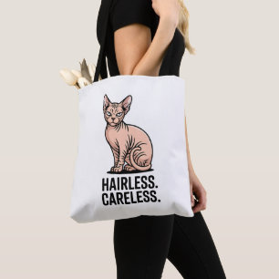 Haarloze Zorgeloze Sphynx Kat Houding Kunst Tote Bag