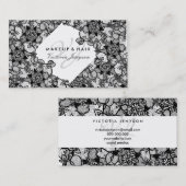 Haarmake-up florale zwarte hand getekend patroon visitekaartje (Voorkant / Achterkant)