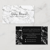 Haarmake-up zwarte witte zilverkleurige typografie visitekaartje (Voorkant / Achterkant)