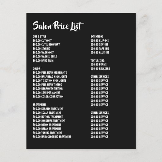 Haarmodellen, haarstijllijst, haarsalon-advert flyer (Achterkant)