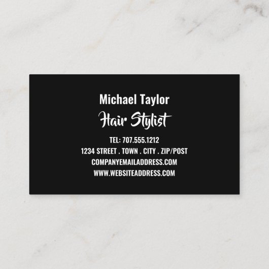 Haarmodellen, haarstylist, haarsalon visitekaartje (Achterkant)