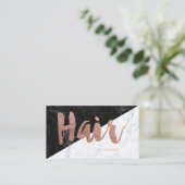 Haarmoderne roos gouden tipografie blokkeren marme visitekaartje (Staand voorkant)