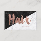 Haarmoderne roos gouden tipografie blokkeren marme visitekaartje (Voorkant)