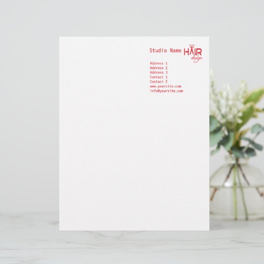 Haarontwerp 1 - Letterhoofd Custom Briefhoofd (Staand voorkant)