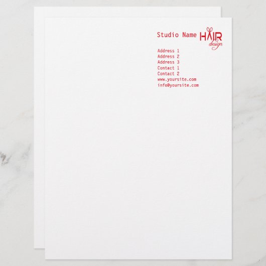 Haarontwerp 1 - Letterhoofd Custom Briefhoofd (Voorkant / Achterkant)