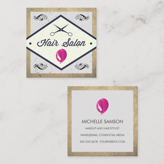 Haarpictogram | Hair Salon Vierkante Visitekaartje (Voorkant / Achterkant)