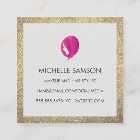 Haarpictogram | Hair Salon Vierkante Visitekaartje (Achterkant)