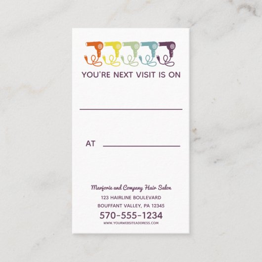 Haarsalon Afspraak Herinnering Retro Rainbow Visitekaartje (Voorkant)
