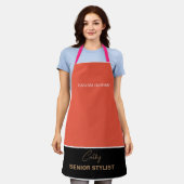 Haarsalon Bedrijfsnaam en werknemerstitel Schort (Gedragen)