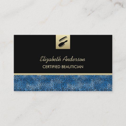 Haarsalon Blue Cheetah Print voor schoonheidsspeci Visitekaartje (Voorkant)