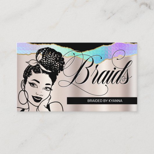 Haarsalon, Braid Stylist, Braiding,  Bronze Visitekaartje (Voorkant)