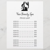Haarsalon eenvoudig logo zwart wit service menu (Voorkant)
