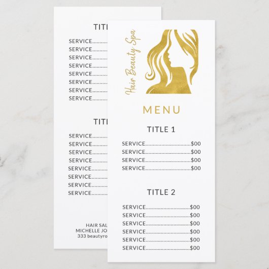 Haarsalon eenvoudige witte lijst programmakaart (Voorkant / Achterkant)