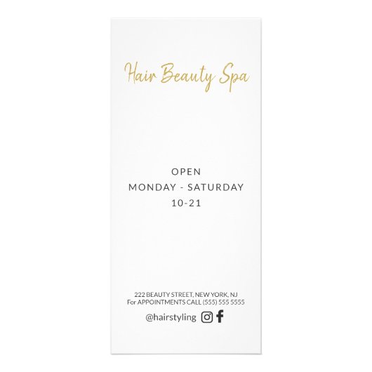 Haarsalon eenvoudige witte lijst reclamekaart (Achterkant)