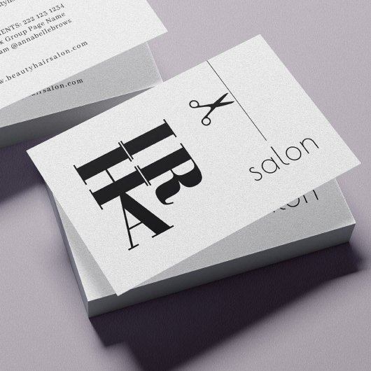 Haarsalon eenvoudige zwart-wit typografie logo visitekaartje