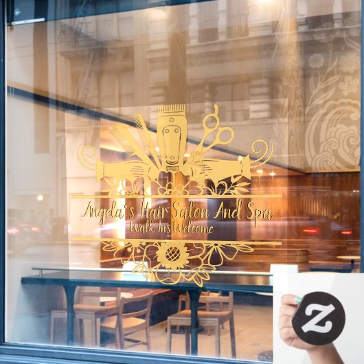 Haarsalon en Spa Gold Black Shadow Tex aanpassen Raamsticker (Cafe Raam)
