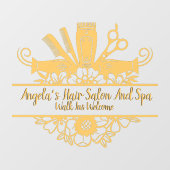 Haarsalon en Spa Gold Black Shadow Tex aanpassen Raamsticker (Vel)