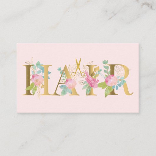 Haarsalon faux goud roze blush luxe afspraak visitekaartje (Voorkant)