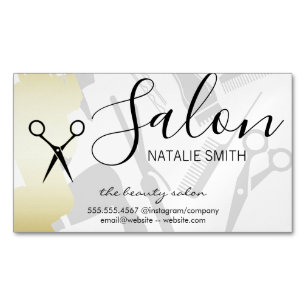 Haarsalon Gereedschap en Goud Geborsteld Magnetisch Visitekaartje