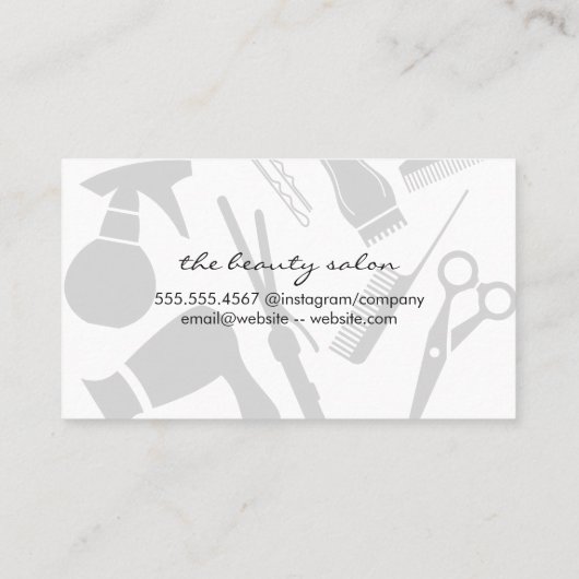 Haarsalon Gereedschap en Goud Geborsteld Visitekaartje (Achterkant)