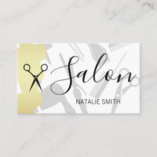 Haarsalon Gereedschap en Goud Geborsteld Visitekaartje