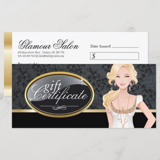 HAARSALON GIFT-CERTIFICAAT (Voorkant / Achterkant)