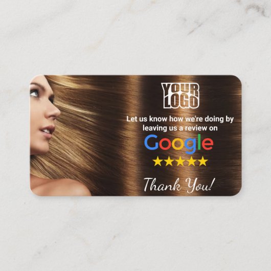 Haarsalon Google Review Sjabloon met QR Visitekaartje (Voorkant)