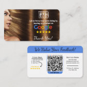 Haarsalon Google Review Sjabloon met QR Visitekaartje (Voorkant / Achterkant)