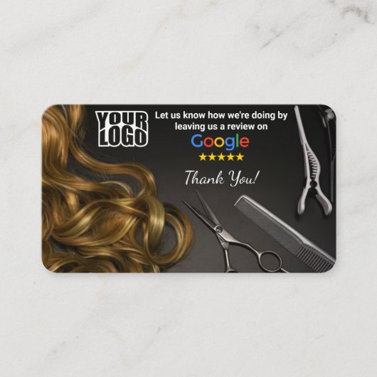Haarsalon Google Review Sjabloon met QR Visitekaartje (Voorkant)