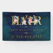 Haarsalon goud bloemenroze typografie luxe glam spandoek (Horizontaal)