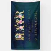 Haarsalon goud bloemenroze typografie luxe glam spandoek (Verticaal)