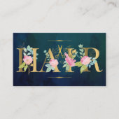 Haarsalon goud blush roze marine luxe glam visitekaartje (Voorkant)