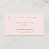 Haarsalon goud en roze blush luxe kapsalon visitekaartje (Achterkant)
