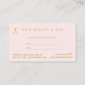 Haarsalon goud marine roze blush luxe afspraak visitekaartje (Achterkant)